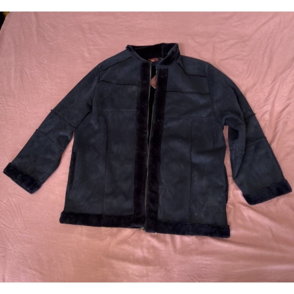 Prestige Mens Faux Suede Fur Trim Jacket 4XL $300 MSRP